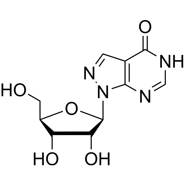 Allopurinol riboside Chemical Structure Allopurinol riboside (Synonyms: 别嘌呤醇核糖苷)