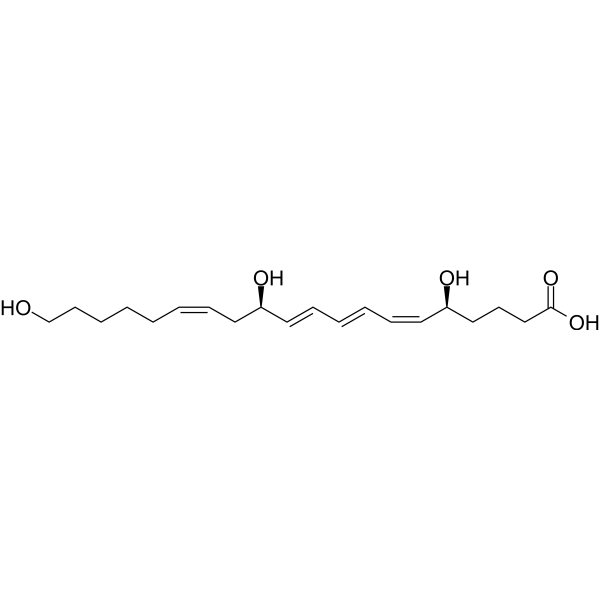 20-Hydroxy-leukotriene B4 Chemical Structure 20-Hydroxy-leukotriene B4 (Synonyms: 20-Hydroxy-LTB4; 20-OH-LTB4)