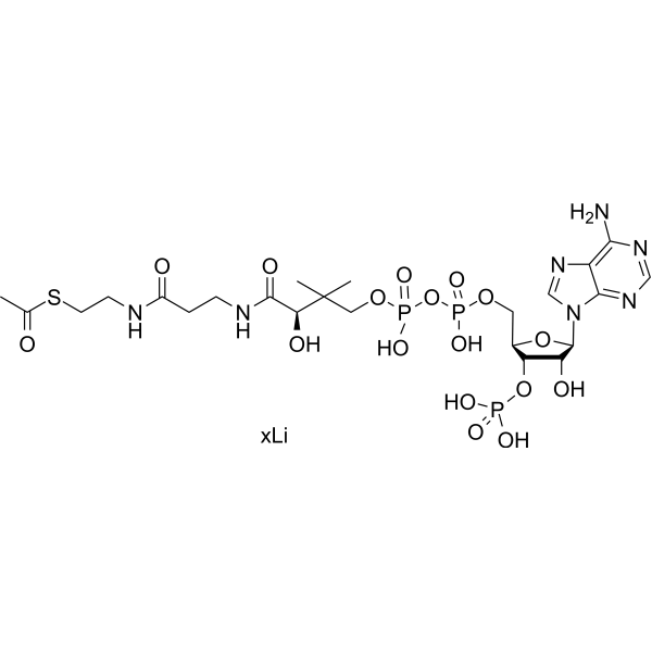 Acetyl coenzyme A lithium Chemical Structure Acetyl coenzyme A lithium (Synonyms: Acetyl-CoA lithium)