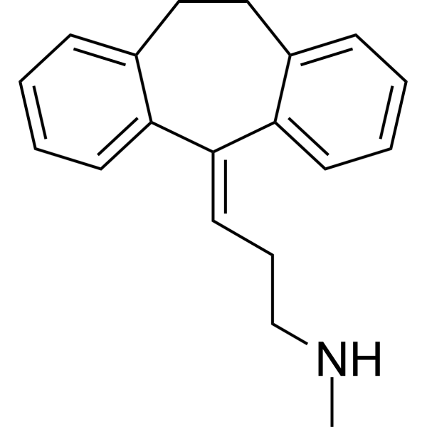 Nortriptyline Chemical Structure Nortriptyline (Synonyms: 去甲替林; Desmethylamitriptyline; Desitriptilina)