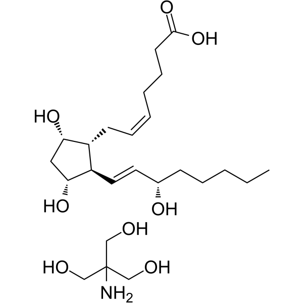Dinoprost tromethamine salt Chemical Structure Dinoprost tromethamine salt (Synonyms: 地诺前列素氨丁三醇; Prostaglandin F2α tromethamine salt; PGF2α THAM; Prostaglandin F2α THAM)