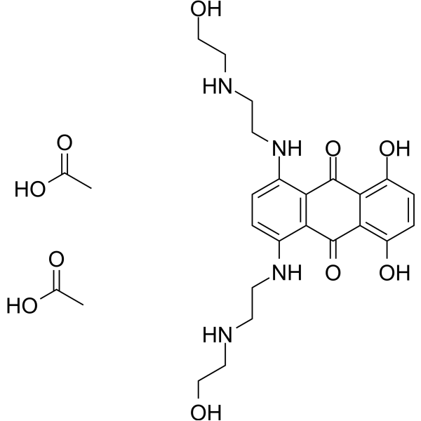 Mitoxantrone diacetate Chemical Structure Mitoxantrone diacetate (Synonyms: Mitozantrone diacetate; NSC 301739 diacetate)