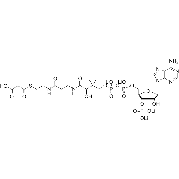 Malonyl CoA tetralithium Chemical Structure Malonyl CoA tetralithium (Synonyms: Malonyl coenzyme A tetralithium)