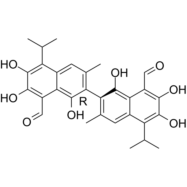(R)-(-)-Gossypol Chemical Structure (R)-(-)-Gossypol (Synonyms: AT-101; R-(-)-gossypol acetic acid)