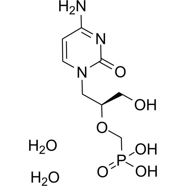 Cidofovir dihydrate Chemical Structure Cidofovir dihydrate (Synonyms: 西多福韦二水合物; GS 0504 dihydrate; HPMPC dihydrate; (S)-HPMPC dihydrate)