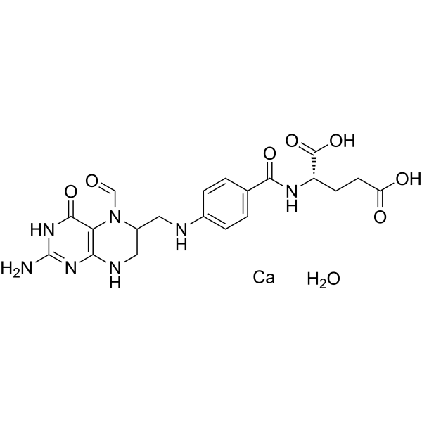 Folinic acid calcium hydrate Chemical Structure Folinic acid calcium hydrate (Synonyms: Leucovorin calcium hydrate)