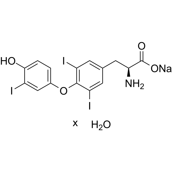 Liothyronine sodium hydrate Chemical Structure Liothyronine sodium hydrate (Synonyms: 三碘代甲状腺素钠盐水合物; Triiodothyronine sodium hydrate; 3,3