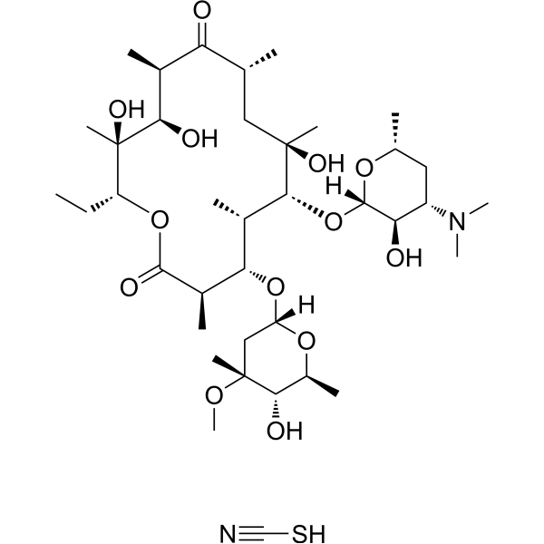 Erythromycin thiocyanate Chemical Structure Erythromycin thiocyanate (Synonyms: 红霉素硫氰酸盐)