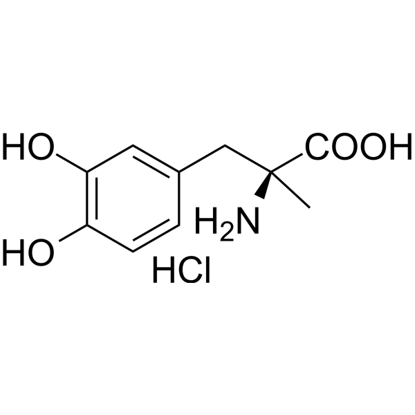 Methyldopa hydrochloride Chemical Structure Methyldopa hydrochloride (Synonyms: 盐酸甲基多巴; L-(-)-α-Methyldopa hydrochloride; MK-351 hydrochloride)