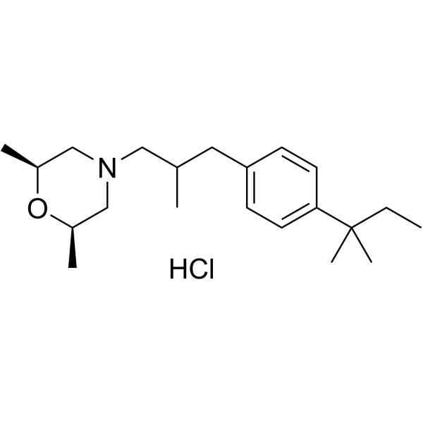 Amorolfine hydrochloride Chemical Structure Amorolfine hydrochloride (Synonyms: 盐酸阿莫罗芬; Ro 14-4767/002)