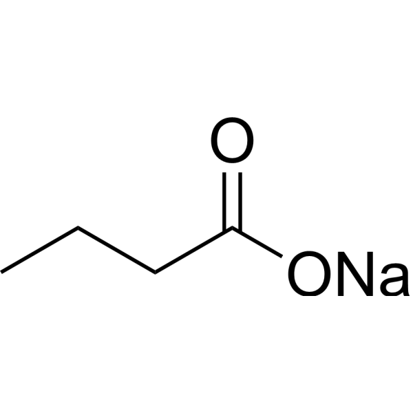 Sodium butyrate Chemical Structure Sodium butyrate (Synonyms: 丁酸钠; Butanoic acid sodium; Butyric acid sodium)