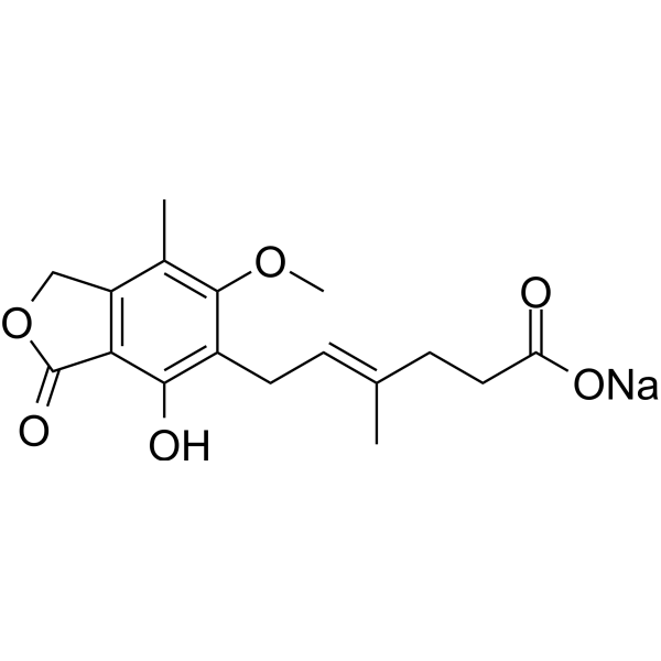 Mycophenolic acid sodium Chemical Structure Mycophenolic acid sodium (Synonyms: Mycophenolate sodium)