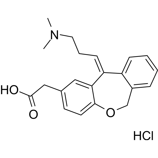 Olopatadine hydrochloride Chemical Structure Olopatadine hydrochloride (Synonyms: 盐酸奥洛他定; ALO4943A; KW4679)