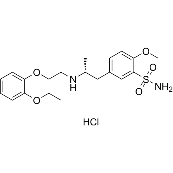 Tamsulosin hydrochloride Chemical Structure Tamsulosin hydrochloride (Synonyms: 盐酸坦索罗辛; (R)-(-)-YM12617; LY253351)