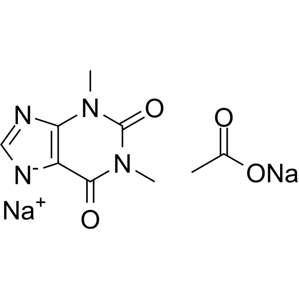 Theophylline sodium acetate Chemical Structure Theophylline sodium acetate (Synonyms: 1,3-Dimethylxanthine sodium acetate; Theo-24 sodium acetate)