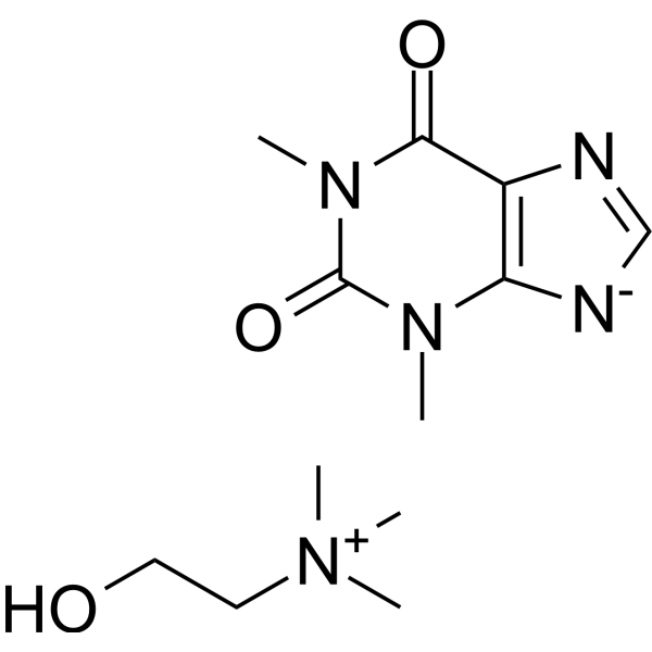 Choline theophyllinate Chemical Structure Choline theophyllinate (Synonyms: 胆茶碱; Oxtriphylline)