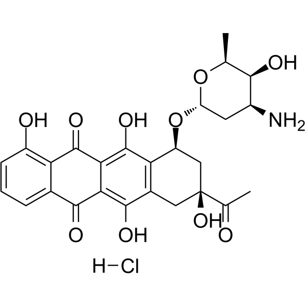 Carubicin hydrochloride Chemical Structure Carubicin hydrochloride (Synonyms: Carminomycin hydrochloride; Carminomicin I hydrochloride)