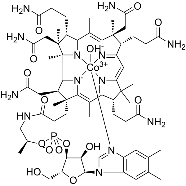 Hydroxocobalamin Chemical Structure Hydroxocobalamin (Synonyms: Vitamin B12a)