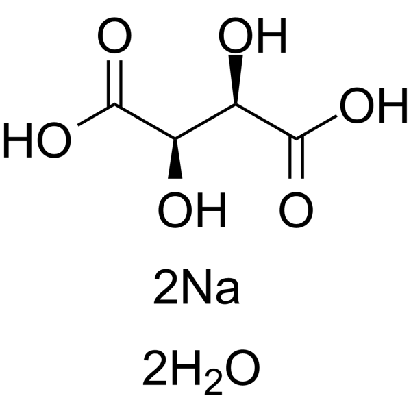 Tartaric acid disodium dihydrate Chemical Structure Tartaric acid disodium dihydrate (Synonyms: Sodium tartrate dibasic dihydrate; Sodium tartrate dihydrate)
