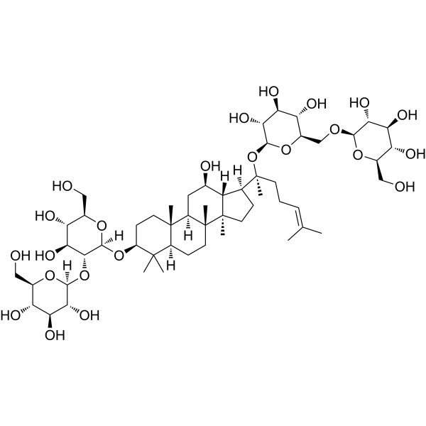 Ginsenoside Rb1 (Standard) Chemical Structure Ginsenoside Rb1 (Standard) (Synonyms: Gypenoside III (Standard))