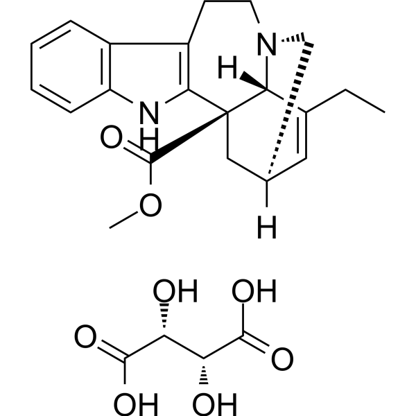 Catharanthine Tartrate Chemical Structure Catharanthine Tartrate (Synonyms: 酒石酸长春质碱; (+)-3,4-Didehydrocoronaridine Tartrate)