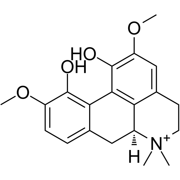 (+)-Magnoflorine Chemical Structure (+)-Magnoflorine (Synonyms: Magnoflorine; α-Magnoflorine; Thalictrine)