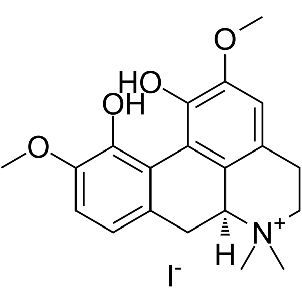 (+)-Magnoflorine iodide Chemical Structure (+)-Magnoflorine iodide (Synonyms: Magnoflorine iodide; α-Magnoflorine iodide; Thalictrine iodide)