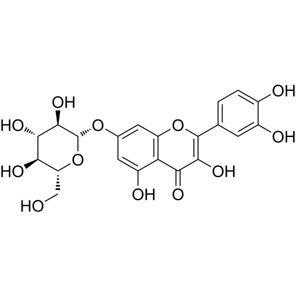 Quercimeritrin Chemical Structure Quercimeritrin (Synonyms: 槲皮素-7-O-葡萄糖苷; Quercetin-7-O-β-D-glucopyranoside)