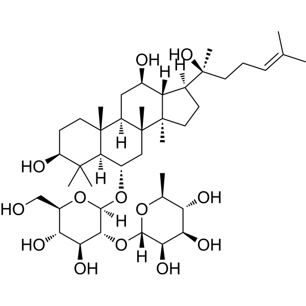 Ginsenoside Rg2 (Standard) Chemical Structure Ginsenoside Rg2 (Standard) (Synonyms: Chikusetsusaponin I(Standard); Panaxoside Rg2(Standard); Prosapogenin C2 (Standard))