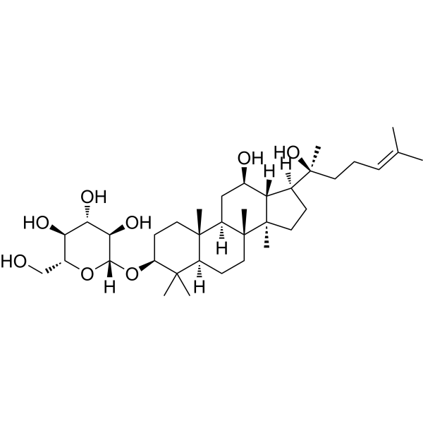 Ginsenoside Rh2 (Standard) Chemical Structure Ginsenoside Rh2 (Standard) (Synonyms: 20(S)-Ginsenoside Rh2(Standard); 20(S)-Rh2(Standard); Ginsenoside-Rh2 (Standard))
