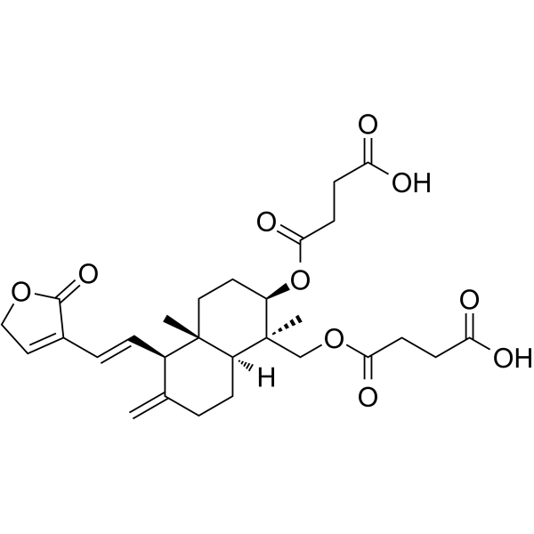 Dehydroandrographolide succinate Chemical Structure Dehydroandrographolide succinate (Synonyms: 脱水穿心莲内酯琥珀酸半酯)