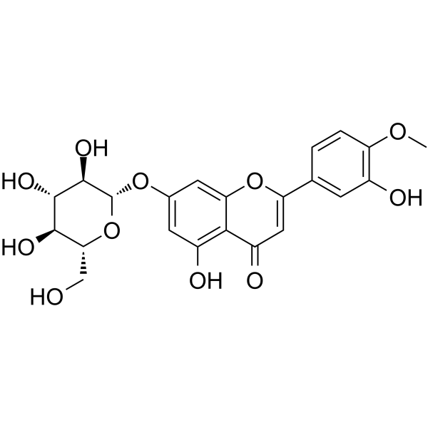 Diosmetin-7-O-β-D-glucopyranoside Chemical Structure Diosmetin-7-O-β-D-glucopyranoside (Synonyms: 香叶木素-7-O-葡萄糖苷,)