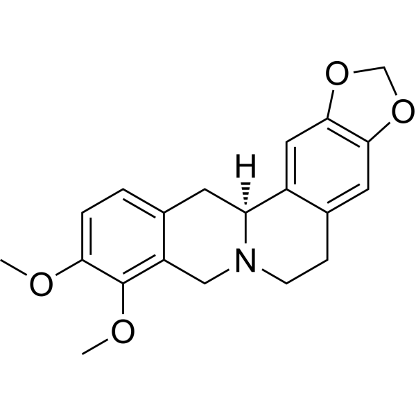 (S)-(-)-Tetrahydroberberine                                          (Synonyms: (S)-(-)-四氢小檗碱; (-)-Canadine;  (S)-(-)-Canadine)