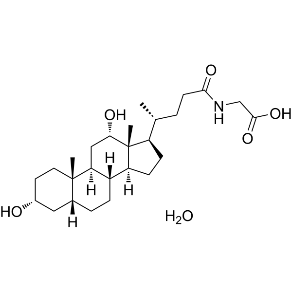 Glycodeoxycholic acid monohydrate Chemical Structure Glycodeoxycholic acid monohydrate (Synonyms: 甘氨脱氧胆酸水合物;甘氨去氧胆酸水合物)