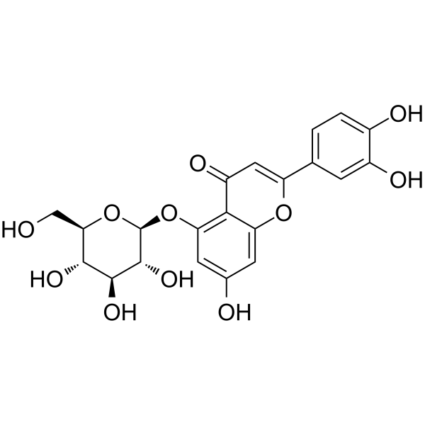 Luteolin 5-O-glucoside Chemical Structure Luteolin 5-O-glucoside (Synonyms: 木犀草素-5-O-葡萄糖苷)