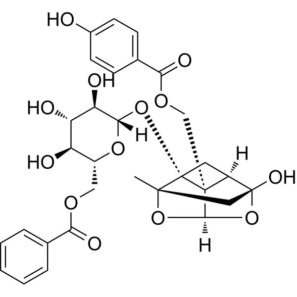 Benzoyloxypaeoniflorin Chemical Structure Benzoyloxypaeoniflorin (Synonyms: 苯甲酰氧化芍药苷)