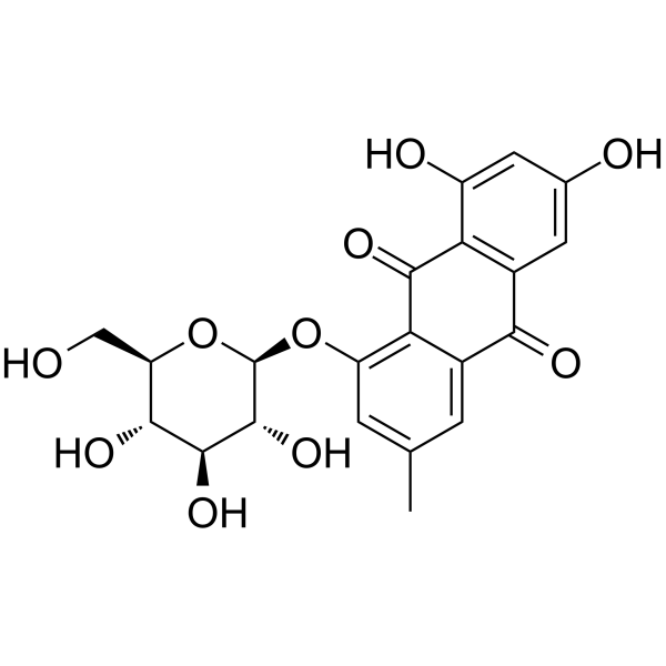 Emodin-1-O-β-D-glucopyranoside Chemical Structure Emodin-1-O-β-D-glucopyranoside (Synonyms: 大黄素-1-O-Β-D-吡喃葡萄糖苷)
