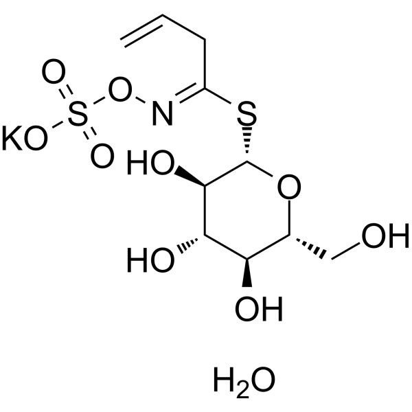 Sinigrin hydrate Chemical Structure Sinigrin hydrate (Synonyms: 黑芥子硫苷酸钾一水)