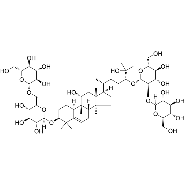 Mogroside IV-E Chemical Structure Mogroside IV-E (Synonyms: 罗汉果苷 IV-E;罗汉果甜苷 IV-E;罗汉果甙 IV-E;罗汉果甜甙 IV-E)