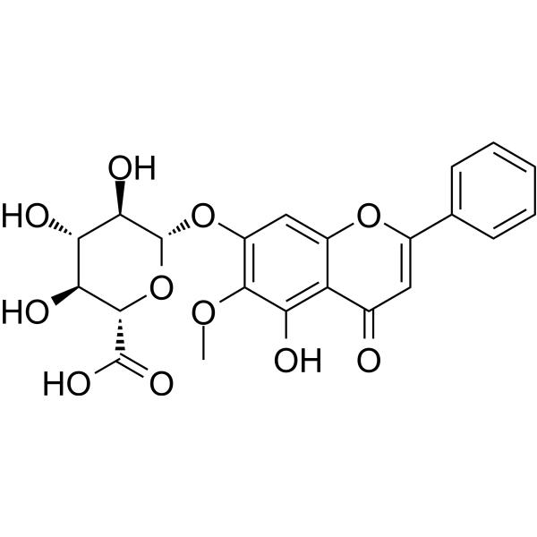 Oroxylin A-7-O-glucuronide Chemical Structure Oroxylin A-7-O-glucuronide (Synonyms: Oroxyloside; Oroxylin A-7-O-β-D-glucuronide)