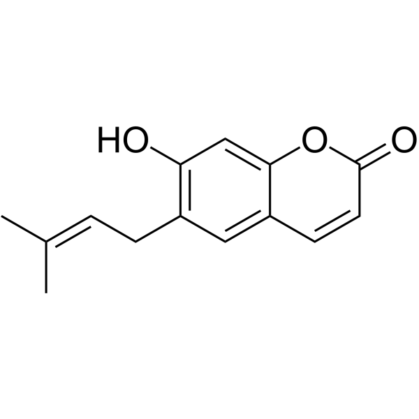 Demethylsuberosin Chemical Structure Demethylsuberosin (Synonyms: 7-去甲基软木花椒素; 7-Demethylsuberosin)