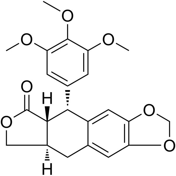 Deoxypodophyllotoxin Chemical Structure Deoxypodophyllotoxin (Synonyms: 脱氧鬼臼毒素)