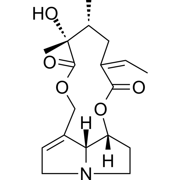 Senecionine Chemical Structure Senecionine (Synonyms: Senecionan-11,16-dione, 12-hydroxy-; Aureine; Senecionin)