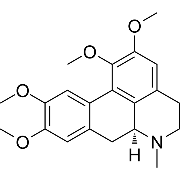 Glaucine Chemical Structure Glaucine (Synonyms: O,O-Dimethylisoboldine; S-(+)-Glaucine; NSC 34396)