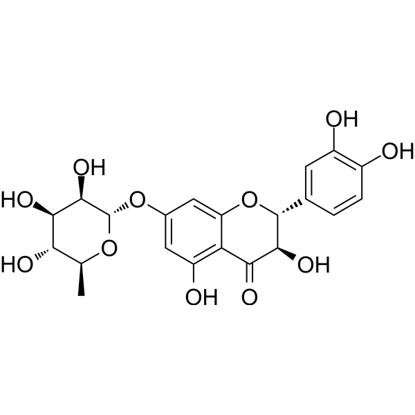 Taxifolin 7-O-rhamnoside Chemical Structure Taxifolin 7-O-rhamnoside (Synonyms: Taxifolin 7-O-α-L-rhamnoside)