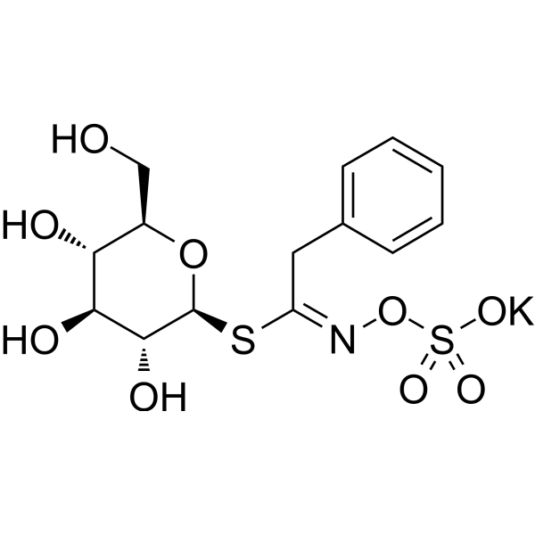 Glucotropaeolin potassium Chemical Structure Glucotropaeolin potassium (Synonyms: Benzylglucosinolate potassium)