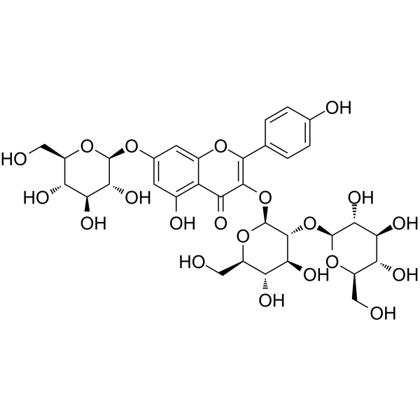 Kaempferol 3-sophoroside-7-glucoside Chemical Structure Kaempferol 3-sophoroside-7-glucoside (Synonyms: 山柰酚-3-O-槐二糖-7-O-葡萄糖苷)