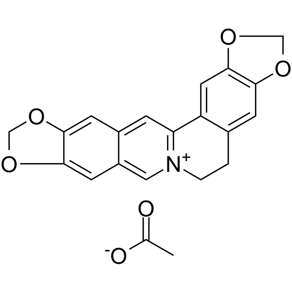 Pseudocoptisine acetate Chemical Structure Pseudocoptisine acetate (Synonyms: 异黄连碱乙酸盐; Isocoptisine acetate)