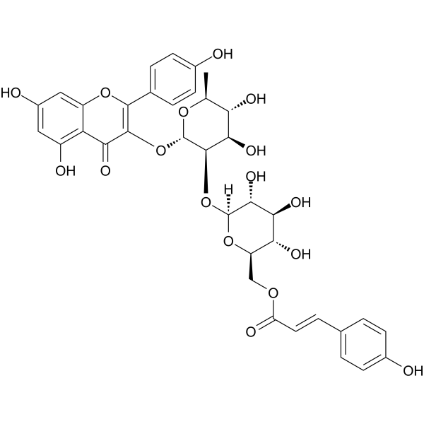 Kaempferol-3-O-(6'''-trans-p-coumaroyl-2''-glucosyl)rhamnoside Chemical Structure Kaempferol-3-O-(6