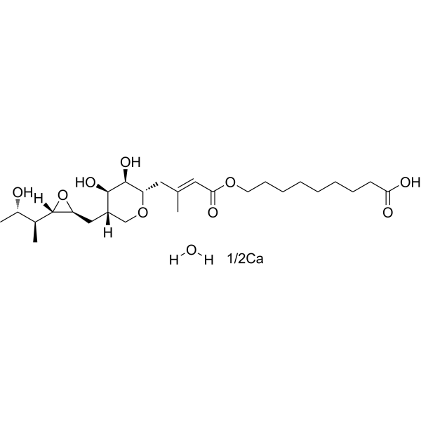 Mupirocin calcium hydrate Chemical Structure Mupirocin calcium hydrate (Synonyms: BRL-4910A calcium hydrate; Pseudomonic acid calcium hydrate)